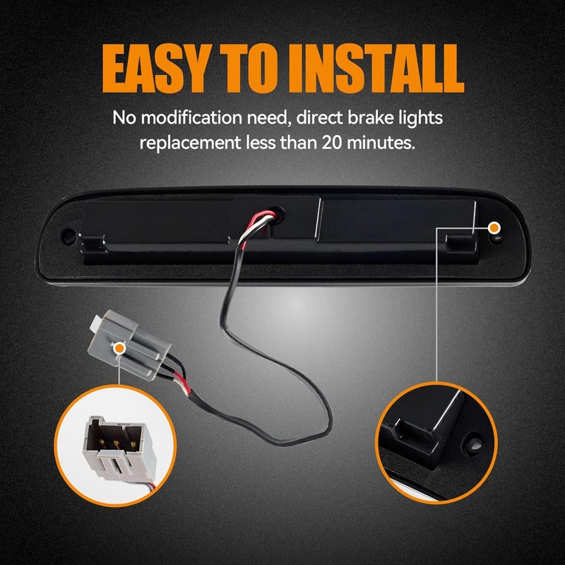 Cxdar Third 3rd Brake Light LED for 1999-2016 Ford F250 F350 F450 F550 Super Duty, High Mount Rear Brake Lights Assembly for 99-16 F-250 F-350 F-450 F-550, 93-11 Ranger Center Cab Cargo Stop Light - Image 4